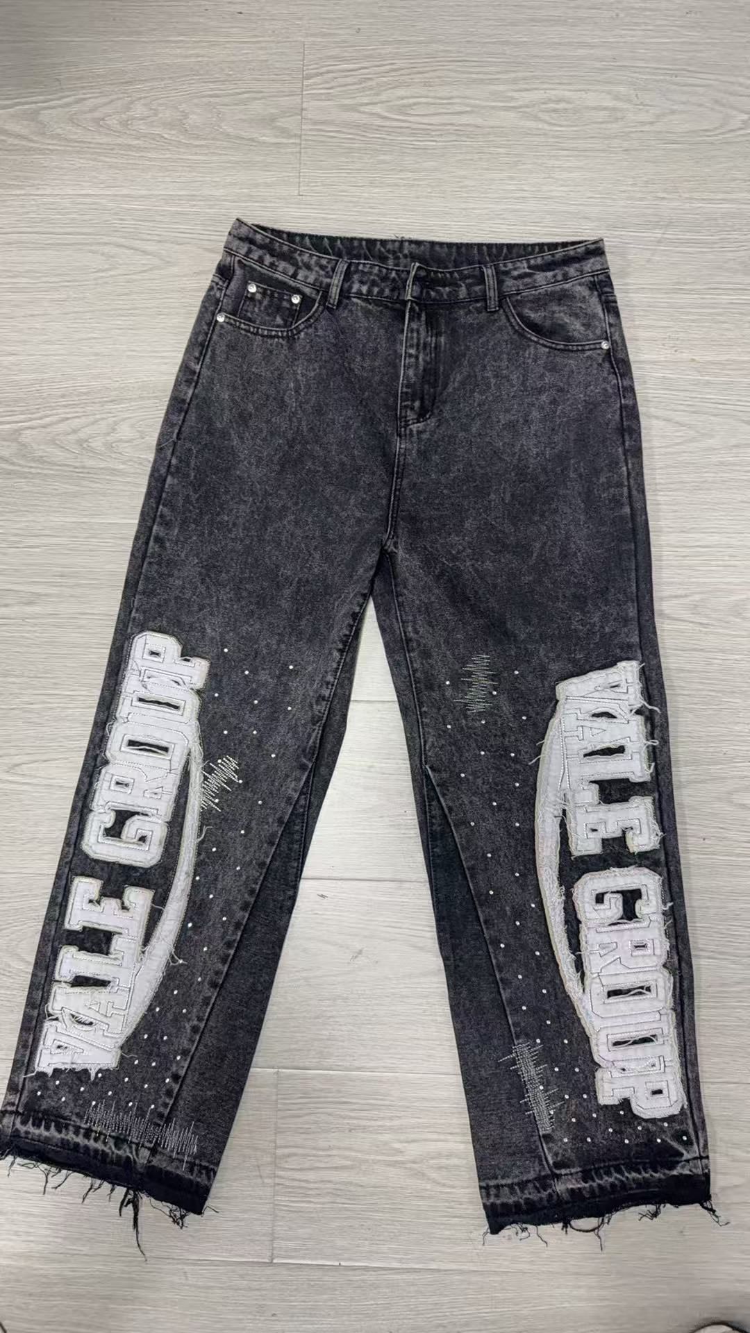 Men's Black Straight-Leg Jeans – Classic Workwear Fit, Distressed Wash (XL-3XL, Cotton Blend, High Waist, Versatile Styling)_mkmklike.com