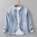 Retro Denim Long Sleeved Shirt For Men, Fashionable And Versatile, Artistic And Casual Loose Top_mkmklike.com
