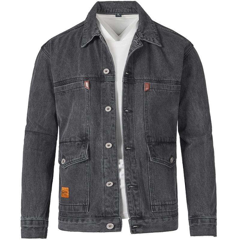 Men's Clothing Trendy Fashion Multi Pocket Lapel Casual Denim Jacket_mkmklike.com