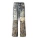 Vintage Camo Patchwork Distressed Embroidered Ripped Jeans For Men & Women - Loose Fit Streetwear Denim Pants_mkmklike.com
