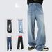 Men's Clothing Relaxed Fit Straight Leg Jeans With Elastic Waistband Comfortable Casual Trousers For Men & Women | Multiple Colors (Black, Dark Blue)_mkmklike.com