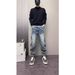Men's Clothing Jacquard Jeans With Pleated Trendy Jacquard Tapered Jeans For Men – Vintage Blue Slim-Fit Dad Pants With Adjustable Waist (M-XXXL)_mkmklike.com