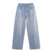 High Waisted Straight Leg Jeans And Rhinestone Short Denim Jacket American Style Two-Piece Outfit For Women_mkmklike.com