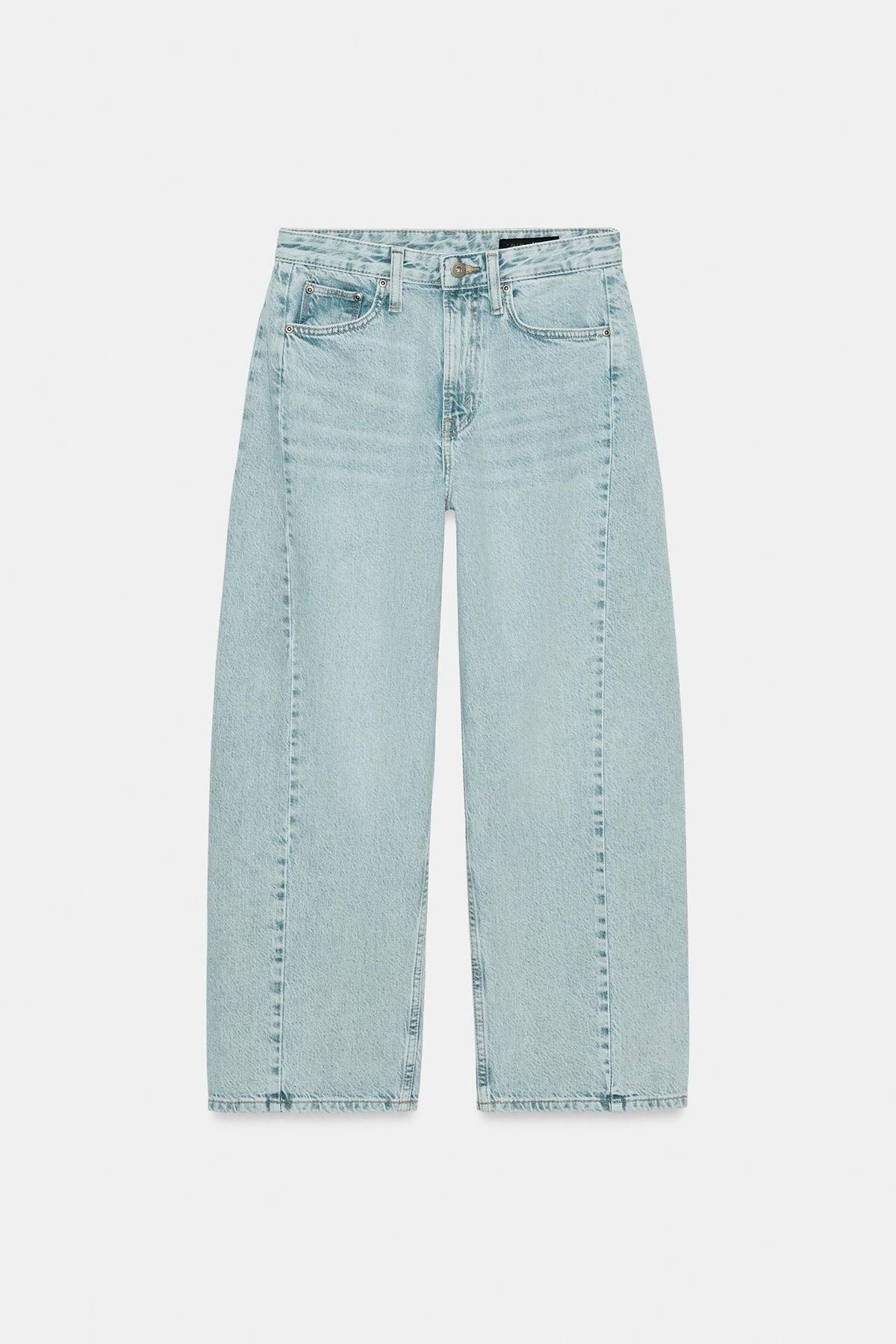 Women's Straight Leg High Waisted Patchwork Jeans Washed Denim Baggy Pants European American Style_mkmklike.com