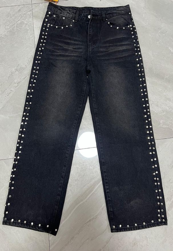 Men's Clothing Men's Jeans New Washed Rivet Denim_mkmklike.com