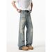 Men's Clothing New Cat Whisker Gradient Electric Pattern Jeans Men American High Street Vibe Loose Straight Long Pants Men_mkmklike.com