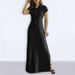 Summer Fashionable Elegant And Elegant Women's Denim Dress Pai Team Long Dress Large Size Half Open Lapel Women's Dress Robe_mkmklike.com