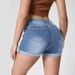 Women's Clothing Trendy Hole Curling High Elastic High Waist Denim Shorts Women's Hot Pants_mkmklike.com