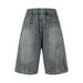 Men's Clothing Washed Distressed Patchwork Denim Shorts For Men And Women, Same Style, Trendy Brand, Loose Wide Leg Straight Shorts_mkmklike.com