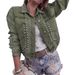 Trendy Studded Denim Jacket – Long Sleeve Cropped Style With Notch Collar (Khaki/Dusty Pink/Army Green, XS-L)_mkmklike.com