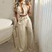 Women's fashion solid color lapel sexy sleeveless top casual pants suit_mkmklike.com