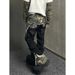 Unisex Distressed Embroidered Jeans – Vintage Washed Wide-Leg Denim Pants With Hand-Painted Details_mkmklike.com