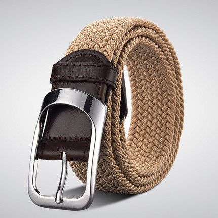 HOT NewFemale Casual Knitted Pin Buckle Men Belt Woven Canvas Elastic Expandable Braided Stretch Belts For Women Jeans_mkmklike.com