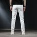 High End White Straight Leg Loose Fitting Long Trousers for Men Casual Stretchy Denim Perfect for Spring And Summer_mkmklike.com