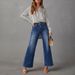 Jeans Women Straight Long Pants Casual Floor Length Mom Pant Blue High Waist Elegant Splice Pockets Slim Y2k Denim Trousers_mkmklike.com