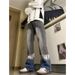 Men's Clothing High Street Gradient Wide Leg Jeans Washed Loose Straight High End Casual Contrast Trousers_mkmklike.com
