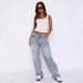 Women's Clothing Waist Non Elastic Straight Denim Trousers For Women_mkmklike.com