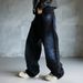 Men's Clothing Men's Galaxy Black Graffiti Jeans – Oversized Straight-Leg Denim Pants With Hand-Painted Street Art (S-3XL, Low-Rise, No Stretch)_mkmklike.com