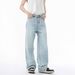 Men's Clothing Four Season Washed Light Blue All Match Straight Commuter Casual Jeans_mkmklike.com