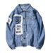 Northfold Distressed Men Japanese Style Spring Autumn Cross-border BF Student Loose Trendy Couple Handsome Denim Jacket_mkmklike.com