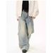Men's Clothing Retro Washed Old Wide Leg Jeans Men And Women Street Loose Straight Design Pants_mkmklike.com