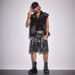 Men's European And American High Street Style Denim Shorts Rhinestone Embellished Retro Hip Hop Straight Leg Loose Double Waist Five Point_mkmklike.com