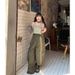 American Retro Green Banana Jeans For Women 2025 Spring And Summer Lazy Style Loose Wide Leg Floor Length Scimitar Pants_mkmklike.com