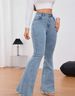 Women's Black Slightly Flared Frayed Jeans Slimming Suitable Pear Shaped Jeans_mkmklike.com