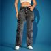 Women's Clothing Women's Stretch Cargo Pants High Waist Straight Leg Denim Jeans With Multiple Pockets For Streetwear Fashion_mkmklike.com