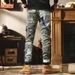 Splicing Tooling Jeans Men's Summer American Trendy Brand Camouflage Pants Men's Slim-fitting Small Feet Retro Multi-pocket Trousers_mkmklike.com