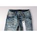 Men's American High Street Fashion Style Distressed Light Blue Stretch Skinny Damaged Holes Raw Hems Button Fly Ripped_mkmklike.com