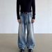 American Retro Vintage Jeans – Unisex Baggy Wide-Leg Denim Pants, Cleanfit Straight Cut For Men & Women (Vintage Blue/Black, S-XXL)_mkmklike.com