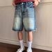 Men's Retro Washed Blue Denim Shorts High End Feel Loose Fit Casual Versatile Five Point New Summer Style_mkmklike.com