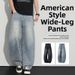 Men's Clothing Men's Style Designer Jeans Trendy Patterned Loose Fitting Straight Leg Curved Leg High Street Workwear Wide Leg Pants_mkmklike.com