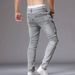 Retro Stretch Denim Jeans Zipper Patchwork Motorcycle Style Men's Trendy_mkmklike.com