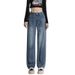 Women's High-Waisted Pear Shaped Wide Leg Jeans Retro Straight Fit Floor-Length Slimming Denim For Spring And Autumn_mkmklike.com