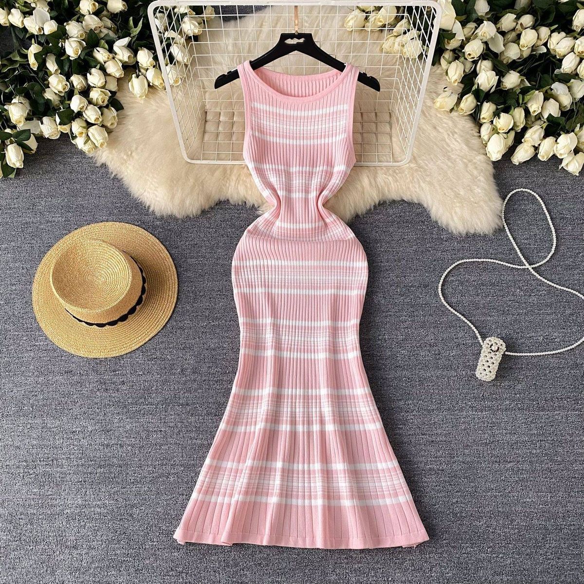 Women's Clothing high end sleeveless slim fishtail skirt knitted skirt_mkmklike.com