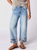 Women's Embroidered Straight Leg Jeans - Mid-Rise Denim Pants With Floral Stitching (5 Sizes, Blue Wash)_mkmklike.com