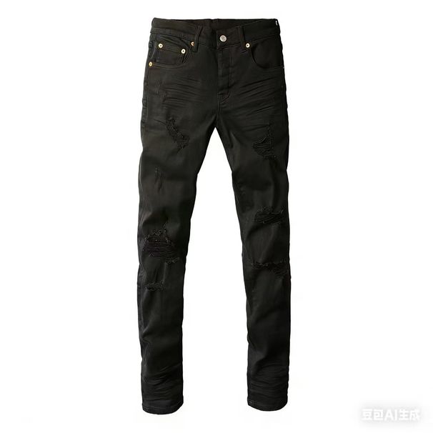 High Street Distressed Bootcut Jeans – Acid Wash Splatter Paint & Fringe Hem 28-40, Raw Edge Destroyed Denim, Unisex Streetwear)_mkmklike.com