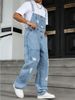 HME Men's Trendy Ripped Jumpsuit Jeans Overalls High Street Style Cross Border ETEMU SHEIN_mkmklike.com