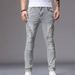 Retro Stretch Denim Jeans Zipper Patchwork Motorcycle Style Men's Trendy_mkmklike.com