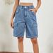 Women's Clothing Washed Personalized Denim Workwear Shorts_mkmklike.com