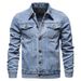 Autumn 2025 Fashion European -USA Style Outerwear Men's Cotton Lapel Pocket Single-Breasted Long Sleeve Denim Jacket M-5XL_mkmklike.com
