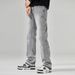 Men's Vintage Washed Denim Jeans - Relaxed Straight Fit, Hip Hop Streetwear, High Street Fashion, Casual Comfort For Urban Style_mkmklike.com
