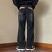 "Men's Straight Leg Denim Jeans With Belt Loops – High Street Vibe Loose Fit Casual Pants | Urban Streetwear & Chinese Trendy Style"_mkmklike.com