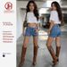 Women's High Waist Denim Shorts With Multiple Pockets - Retro Vintage Stretch Fit For Casual & Streetwear (Dark Blue, S/M/L/Xl)_mkmklike.com