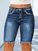 Women's mid Rise Stretch Denim Shorts with Frayed Edges Casual Cotton Jeans for Spring/Autumn And Summer Regular Fit_mkmklike.com