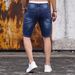 Men's Mid-Length Straight Fit Denim Shorts Washed Blue Cotton Casual Summer Shorts for Teens_mkmklike.com