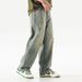Men's Cross Border Ripped Jeans, Summer Style, High Street, American Retro Trendy Brand, Washed Distressed Straight Leg, Beggar Long Pants_mkmklike.com