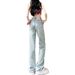 New Design Light-colored Straight Wide-leg Jeans For Women From Guangzhou, High-waisted Floor-length Pants, New_mkmklike.com